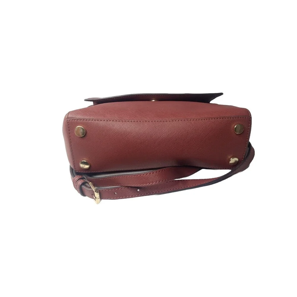Michael Kors Women's Ava Top Handle Leather Satchel Reddish Brown Handbag